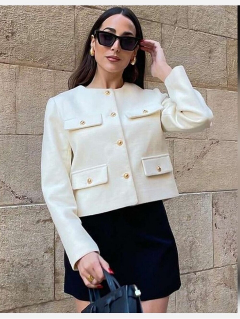Zara Cropped Button-Front Jacket